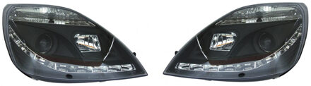 Ford Set Koplampen DRL-Look passend voor Ford Fiesta VI 2002-2008 - Zwart