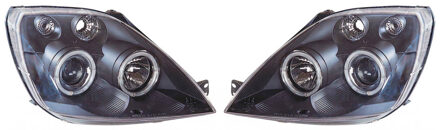 Ford Set Koplampen Ford Fiesta VI 2002-2008 - Zwart - incl. Angel-Eyes