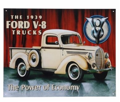 Ford V-8 truck modellen wandplaat 32 x 41 cm - Metalen wandbordjes Multikleur