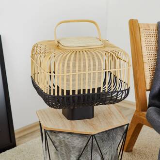 Forestier Bamboo Square S tafellamp in zwart