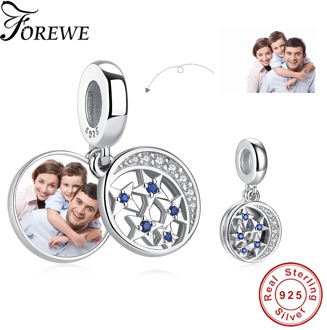 Forewe 2020 Newstyle 925 Sterling Silver Bead for Jewelry Star & Moon Sky Charm Fit Pandora Bracelets Customized Photo DIY Gift
