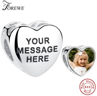 FOREWE Personal Custom Photo Charm 925 Sterling Silver Original Engrave Letter Charm Beads fit Pandora Bracelet Women Jewelry