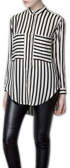 Formele blouses Lange Mouwen Button Down vrouwen Shirt Verticale Gestreepte Chiffon Pocket Carrière Tops