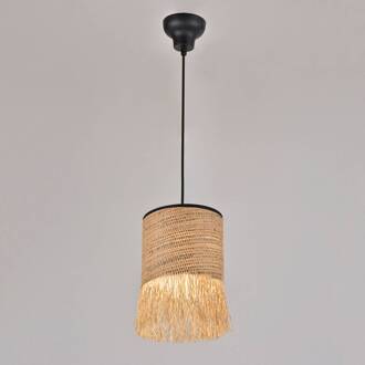 Formentera hanglamp 1-lamp Ø18cm natuurlijk beige, zwart