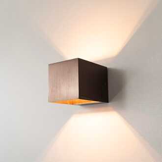 Fornax bronzo by LUSENZ - Kubusvormige up and down wandlamp met een geborstelde bronze coating Geborsteld brons