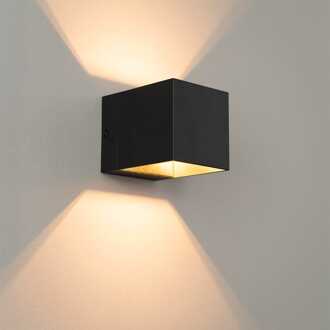 Fornax nero by LUSENZ - Kubusvormige up and down wandlamp met een mat zwarte coating