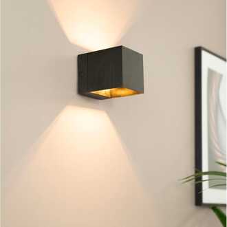 Fornax notte nera by LUSENZ - Kubusvormige up and down wandlamp met een geborstelde zwarte coating Geborsteld zwart