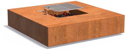 Forno vuurtafel Square Cortenstaal incl. BBQ rooster
