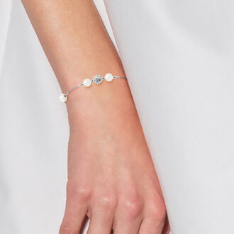 Forsçasseketen Armband en wit zoet water zilver zoetwaterparels 925 - maat