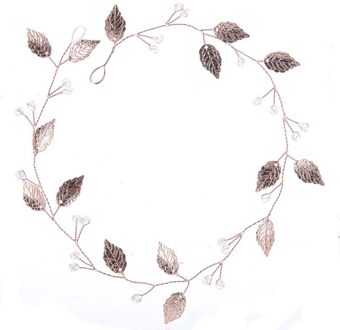 FORSEVEN Rose Gold Leaf Crystal Bruid Hoofdband Bruids Hoofddeksel Haaraccessoires Vrouwen Bruiloft Tiaras en Kronen Hoofd Sieraden