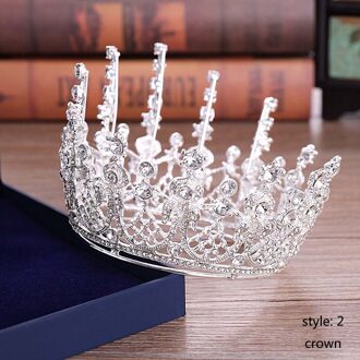 Forseven Volledige Cirkel Ronde Tiara En Kroon Rhinestone Crystal Diadem Bruid Coronale Hoofddeksel Haar Sieraden Accessoires Jl zilver