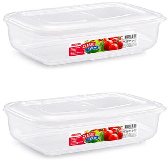 Forte Plastics 10x Diepvries/koelkast vershoudbakje met stevige deksel 1800 ml 26 x 17 x 6 cm - Luchtdicht afgesloten