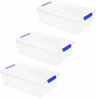 Forte Plastics 10x Opslagbakjes/organizers met deksel 2 liter 25 cm transparant - Opbergbakjes - Organizers/opbergbakken - Woonkamer/badkamer spullen opruimen