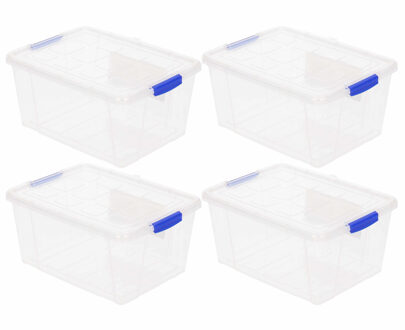 Forte Plastics 10x Opslagbakjes/organizers met deksel 4 liter 25 cm transparant - Opbergbakjes - Organizers/opbergbakken - Woonkamer/badkamer spullen opruimen