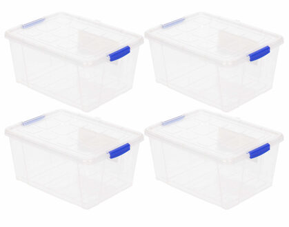 Forte Plastics 10x Opslagbakken/organizers met deksel 16 liter 40 cm transparant - Opbergbakken - Organizers/opbergbakken - Woonkamer/badkamer spullen opruimen