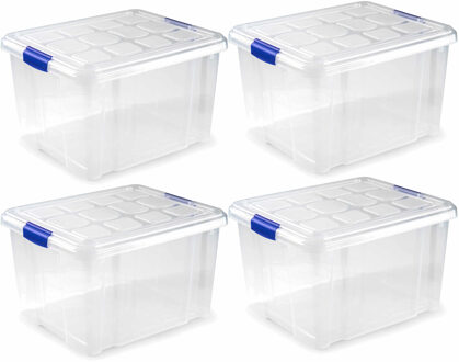 Forte Plastics 10x Opslagbakken/organizers met deksel 25 liter 42 cm transparant - Opbergbakken - Organizers/opbergbakken - Woonkamer/badkamer spullen opruimen