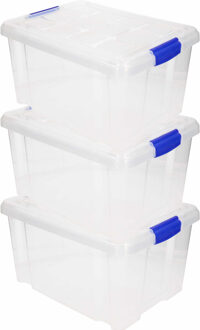 Forte Plastics 10x Opslagbakken/organizers met deksel 5 liter 29 cm transparant - Opbergbakken - Organizers/opbergbakken - Woonkamer/badkamer spullen opruimen