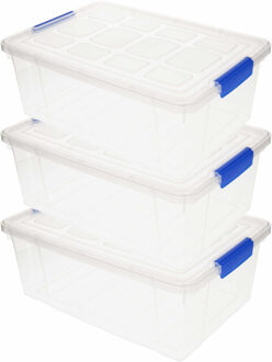 Forte Plastics 10x Opslagbakken/organizers met deksel 9 liter 37 cm transparant - Opbergbakken - Organizers/opbergbakken - Woonkamer/badkamer spullen opruimen