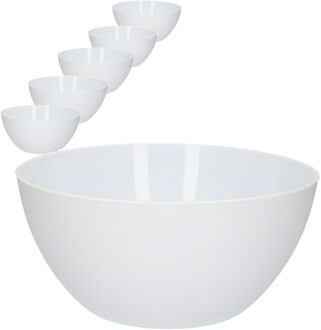 Forte Plastics 10x Schalen/schaaltjes rond wit - 750 ml - Ontbijt/dessert/snacks/sauzen serveren - Kommetjes van plastic - Keukenbenodigdheden