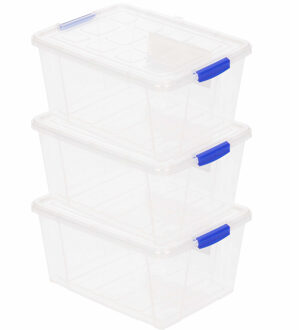 Forte Plastics 12x Opslagbakjes/organizers met deksel 1 liter 16 cm transparant - Opbergbakjes - Organizers/opbergbakken - Woonkamer/badkamer spullen opruimen