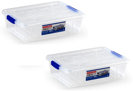 Forte Plastics 12x Opslagbakjes/organizers met deksel 500 ml 16 cm transparant - Opbergbakjes - Organizers/opbergbakken - Woonkamer/badkamer spullen opruimen