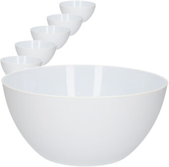 Forte Plastics 12x Schalen/schaaltjes rond wit - 750 ml - Ontbijt/dessert/snacks/sauzen serveren - Kommetjes van plastic - Keukenbenodigdheden