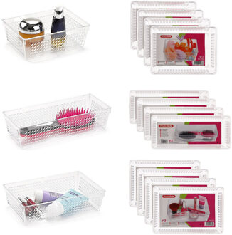 Forte Plastics 15x stuks transparante opbergbakjes/lade-verdelers in 3 formaten