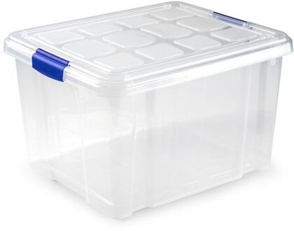 Forte Plastics 1x Opslagbakken/organizers met deksel 25 liter 42 cm transparant - Opbergbox