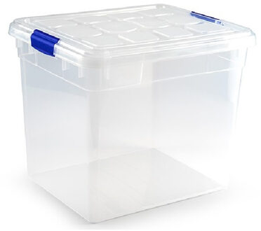 Forte Plastics 1x Opslagbakken/organizers met deksel 35 liter transparant - Opbergbox