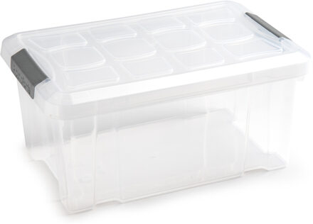 Forte Plastics 1x Opslagbakken/organizers met deksel 5 liter 29 cm transparant - Opbergbox