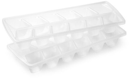 Forte Plastics 2x IJsklontjesvormen/ijblokjesvormen 12 vakjes transparant - IJsblokjesvormen