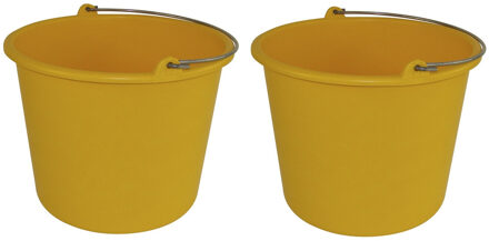 Forte Plastics 2x Kunststof emmers geel 12 liter