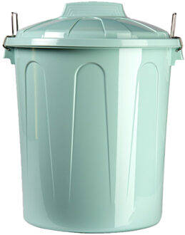 Forte Plastics 2x stuks afvalemmers/vuilnisemmers mintgroen 21 liter met deksel - Prullenbakken