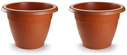 Forte Plastics 2x stuks bloempotten terra cotta rond diameter 45 cm - Plantenpotten Rood