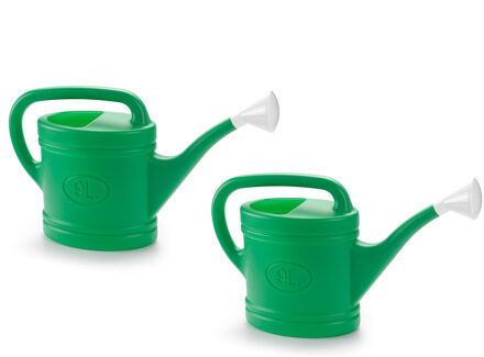 Forte Plastics 2x stuks groene tuin planten gieter met broeskop 9 liter - Gieters