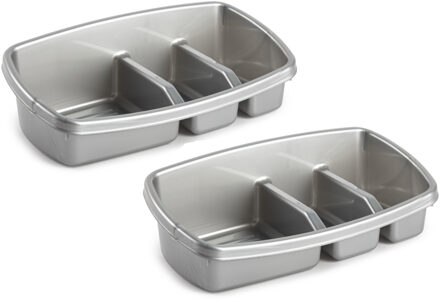 Forte Plastics 2x stuks keuken spons/doekjes houder 26 x 14 cm zilver - Keukenhulphouders