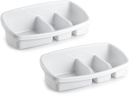 Forte Plastics 2x stuks keuken spons/doekjes houders 26 x 14 cm wit - Keukenhulphouders