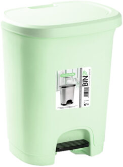 Forte Plastics 2x stuks kunststof afvalemmers/vuilnisemmers mintgroen 8 liter met pedaal - Pedaalemmers