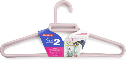 Forte Plastics 2x Stuks Kunststof Kledinghangers In Het Oud Roze 41 Cm - Kledinghangers