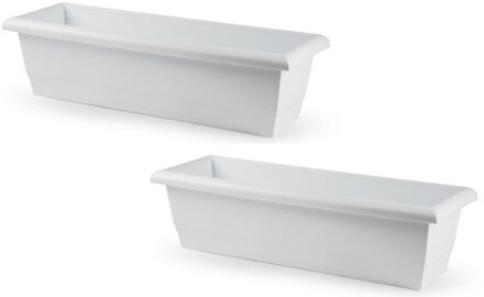 Forte Plastics 2x stuks plantenbak wit rechthoekig 60 x 20 x 16 cm - Plantenbakken