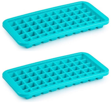 Forte Plastics 2x stuks Trays met Cocktail ijsblokjes/ijsklontjes vormen 50 vakjes kunststof blauw - IJsblokjesvormen