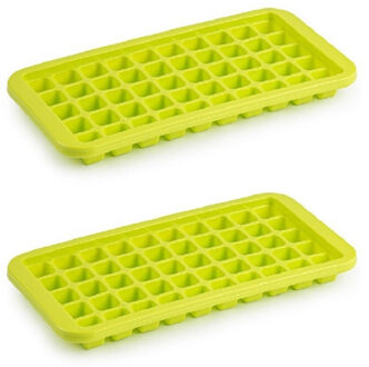 Forte Plastics 2x stuks Trays met Cocktail ijsblokjes/ijsklontjes vormen 50 vakjes kunststof groen - IJsblokjesvormen