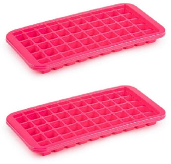 Forte Plastics 2x stuks Trays met Cocktail ijsblokjes/ijsklontjes vormen 50 vakjes kunststof roze - IJsblokjesvormen