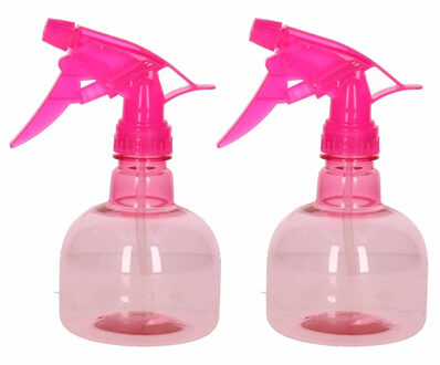 Forte Plastics 2x Waterverstuivers/sprayflessen roze 330 ml - Waterverstuivers