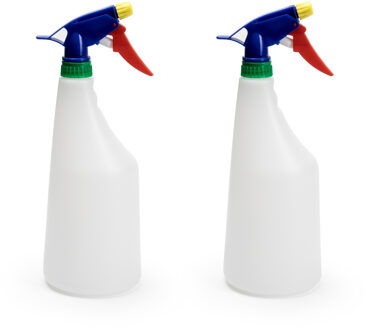 Forte Plastics 2x Waterverstuivers/sprayflessen wit 1 liter 28 cm - Waterverstuivers