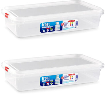 Forte Plastics 3x diepvries vershoudbakje met stevige deksel 2.35 liter 32,5 x 18 x 6,7 cm - Vershoudbakjes Transparant