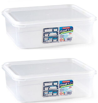 Forte Plastics 3x diepvries vershoudbakje met stevige deksel 6.5 liter 32,5 x 26,5 x 10,5 cm - Vershoudbakjes Transparant