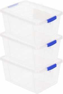 Forte Plastics 3x Opslagbakjes/organizers met deksel 1 liter 16 cm transparant - Opbergbakjes - Organizers/opbergbakken - Woonkamer/badkamer spullen opruimen