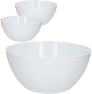 Forte Plastics 3x Schalen/schaaltjes rond wit - 750 ml - Ontbijt/snacks/sauzen serveren - Schaaltjes/kommetjes van plastic - Keukenbenodigdheden