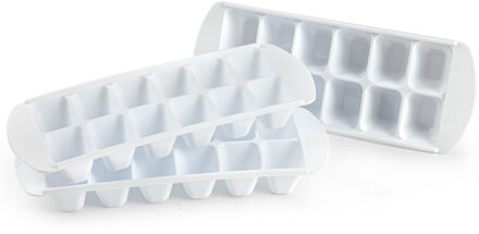 Forte Plastics 3x stuks IJsblokjes/ijsklontjes maken bakjes wit 29 x 11 cm - IJsblokjesvormen